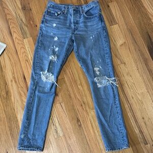 Levi’s Premium Denim 501 Skinny Distressed Blue Jeans